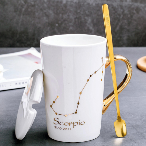 Set cadou cana ceramica, culoare Alb, Scorpion [2]