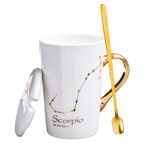 Timp Liber - Set cadou cana ceramica, culoare Alb, Scorpion