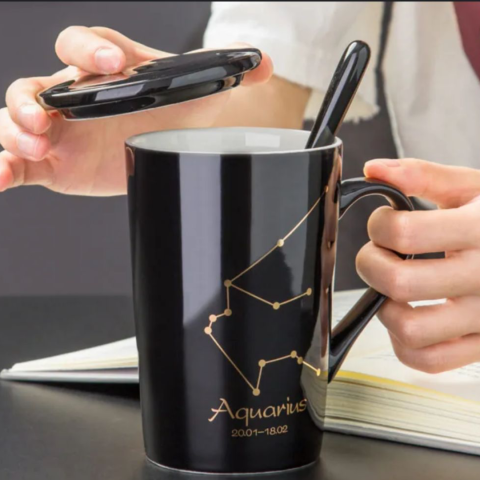 Set cadou cana ceramica, culoare Negru, Varsator [1]