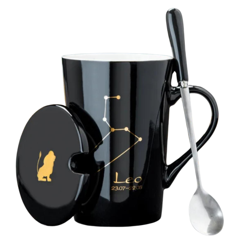 Set cadou cana ceramica, culoare Negru, Leu [2]