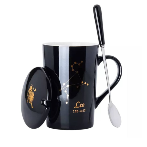 Cadouri - Set cadou cana ceramica, culoare Negru, Leu