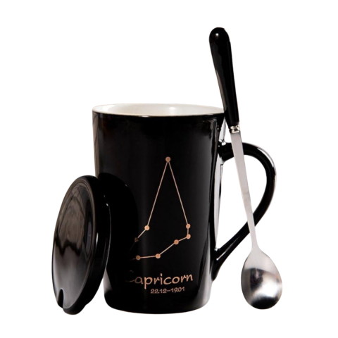 Set cadou cana ceramica, culoare Negru, Capricorn [2]