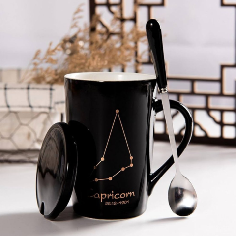 Set cadou cana ceramica, culoare Negru, Capricorn [1]
