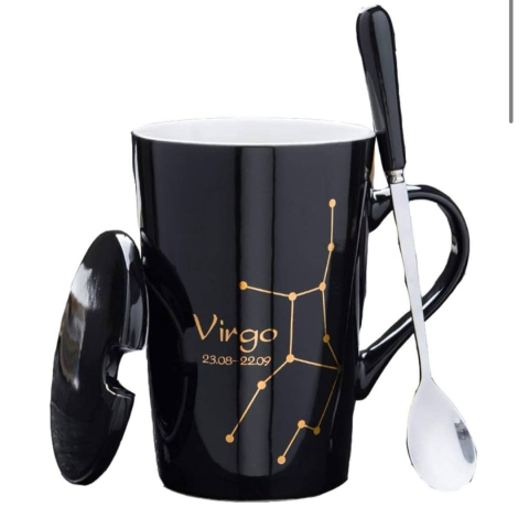 Cadouri - Set cadou cana ceramica, culoare Negru, Fecioara