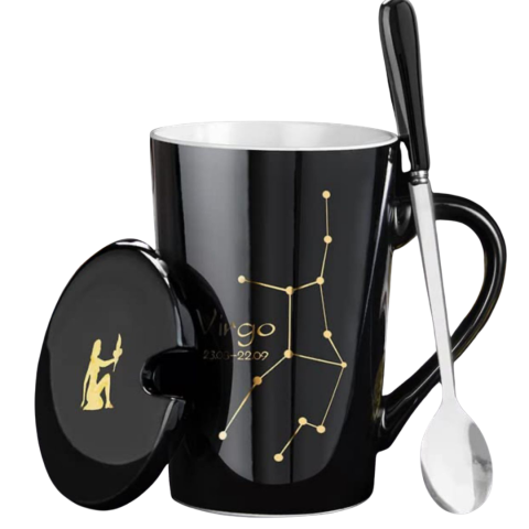 Set cadou cana ceramica, culoare Negru, Fecioara [2]