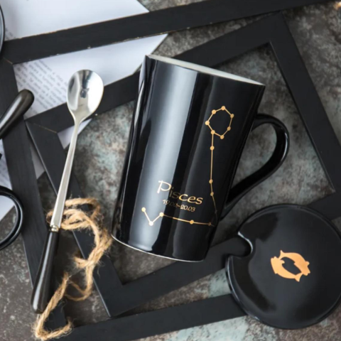 Set cadou cana ceramica, culoare Negru, Pesti [1]