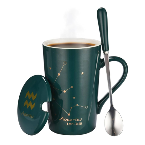 Cadouri - Set cadou cana ceramica, culoare Verde, Varsator
