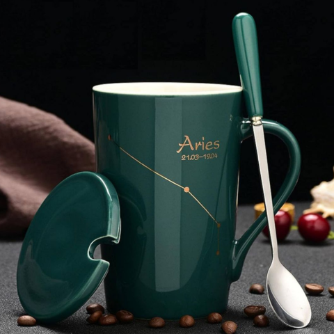 Set cadou cana ceramica, culoare Verde, Berbec [1]