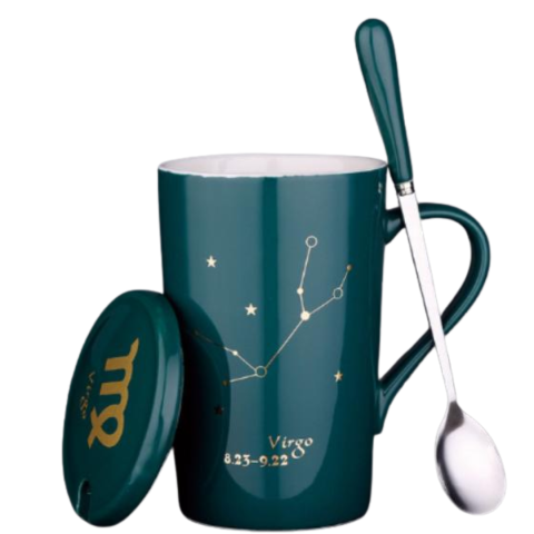 Set cadou cana ceramica, culoare Verde, Fecioara [2]