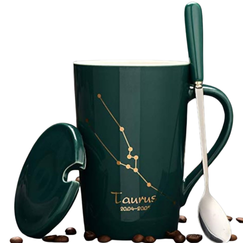 Set cadou cana ceramica, culoare Verde, Taur [2]