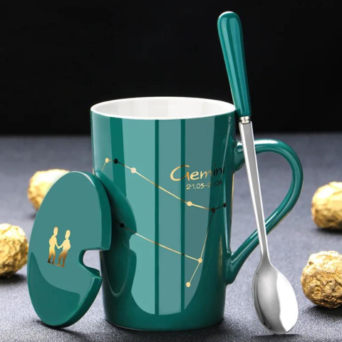 Set cadou cana ceramica, culoare Verde, Gemeni [1]