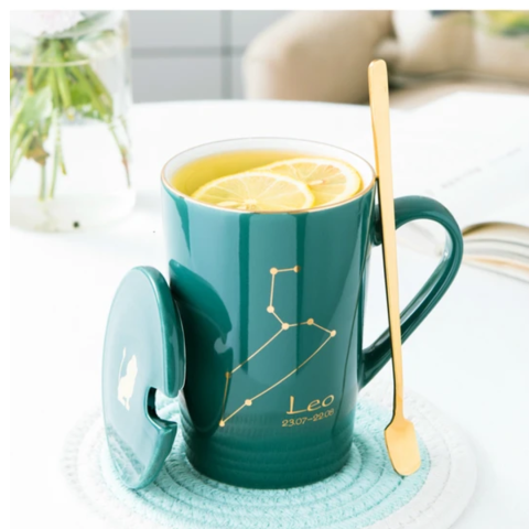 Set cadou cana ceramica, culoare Verde, Leu [1]