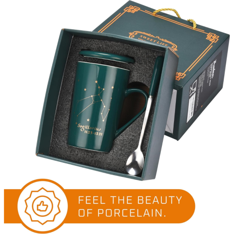 Set cadou cana ceramica, culoare Verde, Sagetator [6]