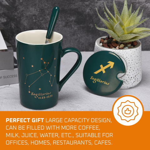 Set cadou cana ceramica, culoare Verde, Sagetator [1]