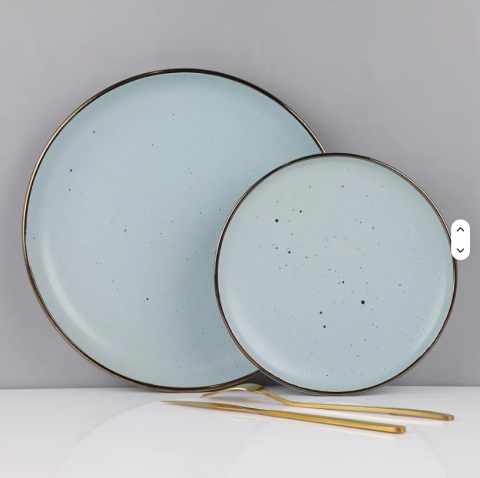 Set de masa din ceramica, 16 piese, 2 farfurii + 2 boluri, Bleu [2]
