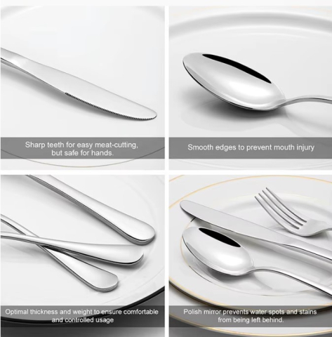 Set de tacamuri, 4 piese inox, Argintiu [1]