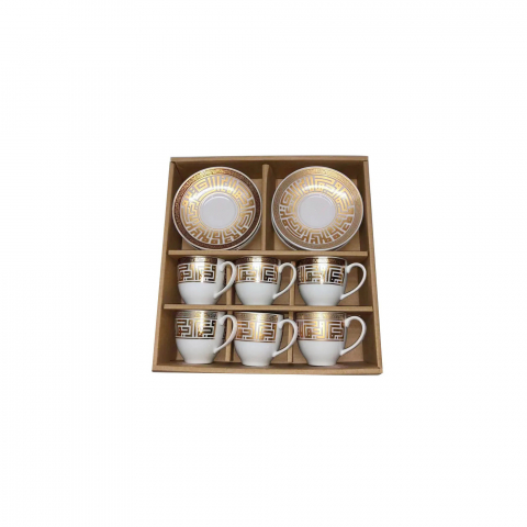 Bucătărie - Set din ceramică pentru cafea, 12 piese, model Grecesc