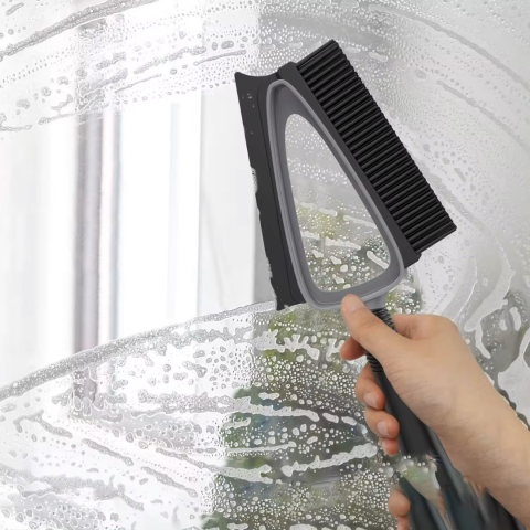 Set făraș și perie cu racletă și peri moi din silicon, gri [2]