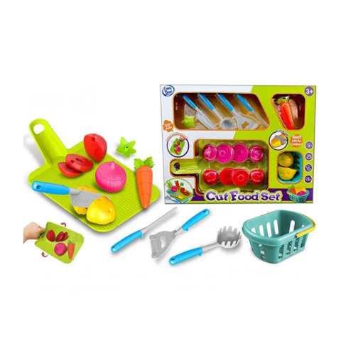 Set joacă cu legume și fructe feliate, cos și accesorii bucătărie [2]