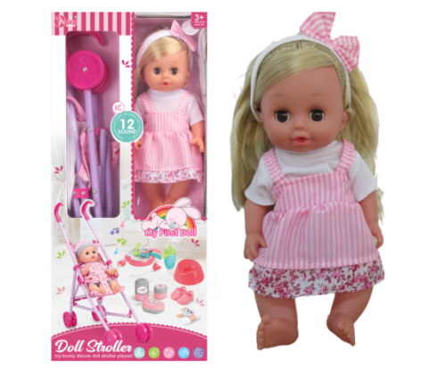 Set papusa cu 12 sunete si carucior plus accesorii pentru fetite cu varsta 36luni++ [1]