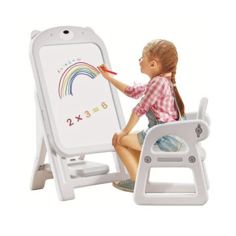 Camera copilului - Set scaun și tablă pentru scris și desen, model Ursuleț