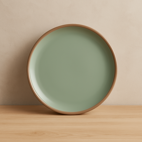 Set vesela 12 piese, pentru 4 persoane, Ceramica, design modern, culoare Bej, vernil [6]