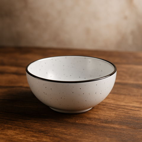 Set vesela 17 piese, pentru 4 persoane, Ceramica, design modern, culoare Alb cu margine argintie [1]