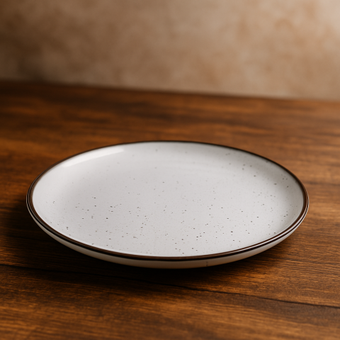 Set vesela 17 piese, pentru 4 persoane, Ceramica, design modern, culoare Alb cu margine argintie [2]