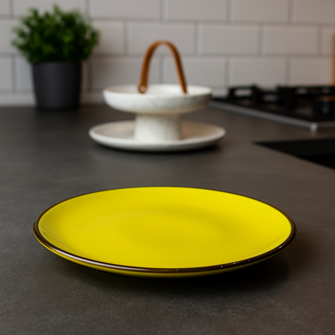 Set vesela 18 piese, pentru 6 persoane, Ceramica, design modern, culoare Galben, Portocaliu [1]