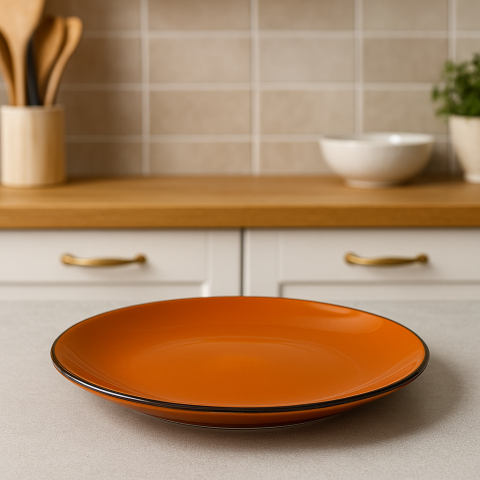 Set vesela 18 piese, pentru 6 persoane, Ceramica, design modern, culoare Galben, Portocaliu [5]