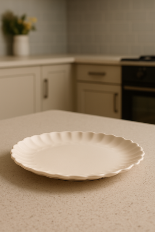 Set vesela 18 piese, pentru 6 persoane, Ceramica, design modern, forma petale, culoare Roz prafuit [3]