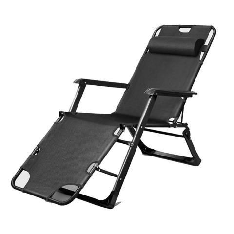 Sezlong/Scaun pliant pentru gradina/plaja/terasa, gravitatie zero, cu tetiere, 178x52 cm intins, Negru [8]