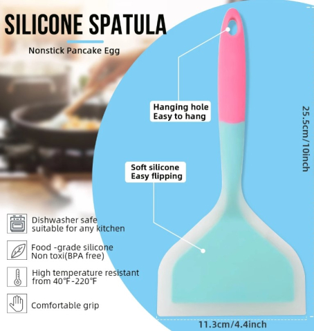 Spatula din silicon, antiaderenta, Mov/Verde [4]