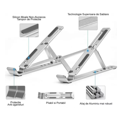 Suport laptop reglabil, argintiu [3]