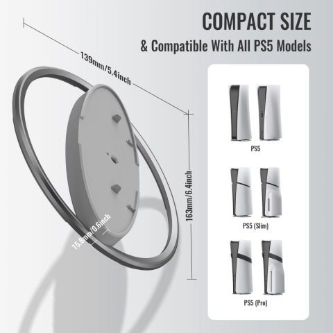 Stand vertical pentru PS5/PS5 Slim/PS5 Pro,  usor de instalat, stabil, Gri [7]