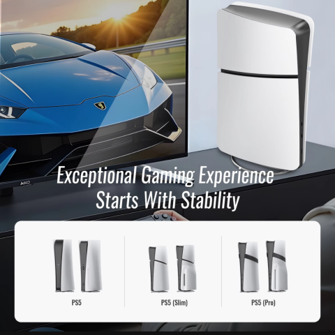 Stand vertical pentru PS5/PS5 Slim/PS5 Pro,  usor de instalat, stabil, Gri [3]