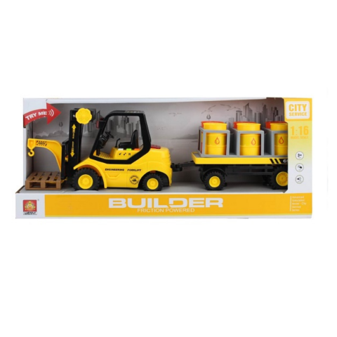 Stivuitor cu remorcă încărcată cu butoaie, scară 1:16 [7]