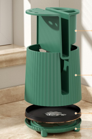 Suport pentru tacamuri din plastic, suport rotativ 360 grade, organizator multifunctional pentru ustensile de bucatarie, 21x 20 x21.5cm, Verde [1]