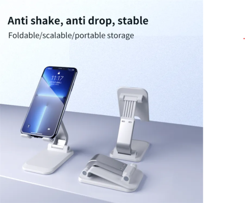 Suport Reglabil pentru Telefon si Tableta din ABS - Pliabil si Compact, Alb [4]