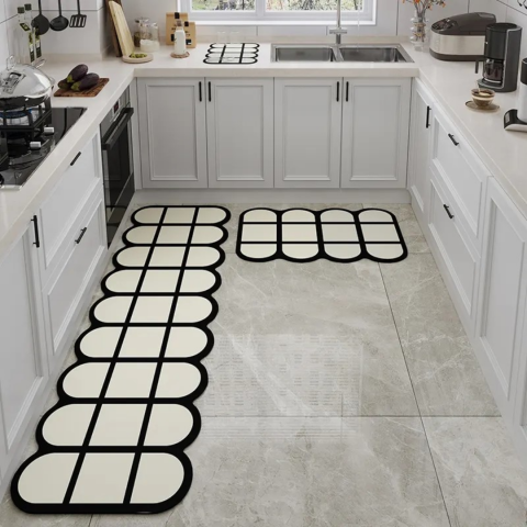 Covoraș antiderapant absorbant pentru baie/bucătărie, model geometric [3]