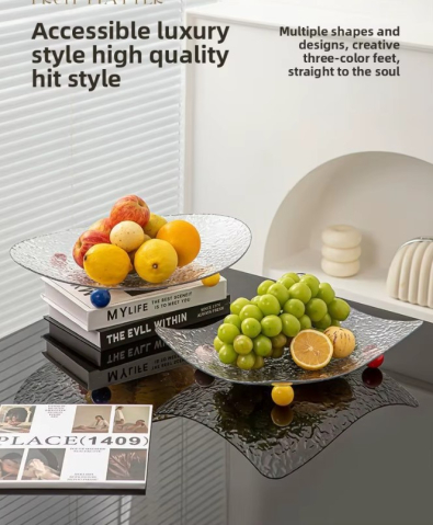 Tava servire din plastic, model texturat, forma oval, Transparent, 30 x 6 cm [1]