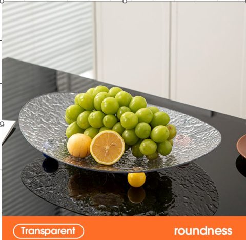 Casă și Grădină - Tava servire din plastic, model texturat, forma oval, Transparent, 30 x 6 cm