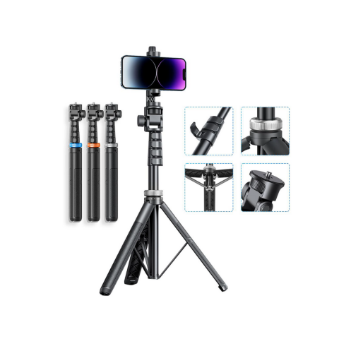 Trepied foto 2 în 1 pentru telefon, cameră și GoPro, telescopic cu telecomandă și husă [1]