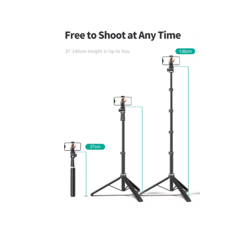 Trepied foto 2 în 1 pentru telefon, cameră și GoPro, telescopic cu telecomandă și husă [3]