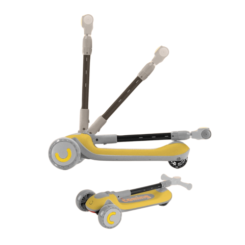 Trotinetă cu scaun, roți cu leduri și ghidon reglabil pe înălțime, galben [7]