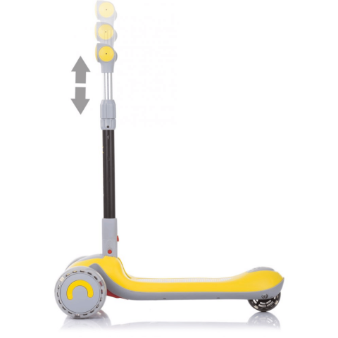 Trotinetă cu scaun, roți cu leduri și ghidon reglabil pe înălțime, galben [3]