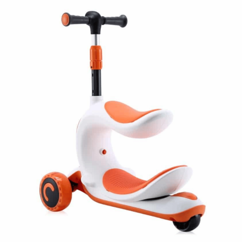 Trotinetă cu scaun, roți cu leduri și ghidon reglabil pe înălțime, maro [4]