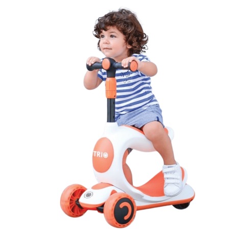 Trotinetă cu scaun, roți cu leduri și ghidon reglabil pe înălțime, portocaliu [7]