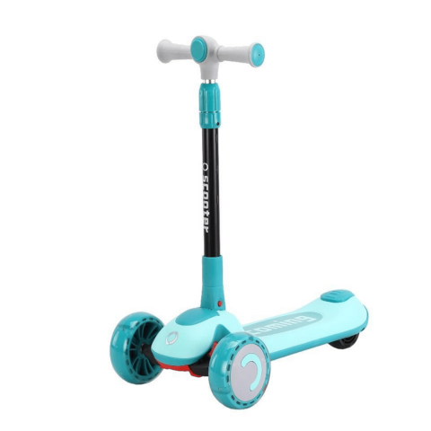 Trotinetă cu scaun, roți cu leduri și ghidon reglabil pe înălțime, verde [1]