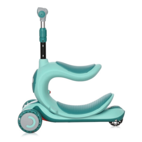 Trotinetă cu scaun, roți cu leduri și ghidon reglabil pe înălțime, verde [4]